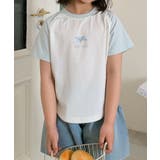 ブルー | 【aimoha-KIDS-】リボン付き ラグランキッズTシャツ | aimoha kids