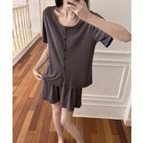 ダークグレー | 半袖シャツ+ショートパンツ ルームウェアセット | aimoha