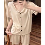 ベージュ | 半袖シャツ+ショートパンツ ルームウェアセット | aimoha