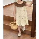 【aimoha-KIDS-】キッズフレンチドット襟フリルワンピース | aimoha kids | 詳細画像2