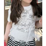 ホワイト | 【aimoha-KIDS-】リボン付き キッズプリントTシャツ | aimoha kids