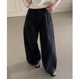 ブラック | 【aimoha】ハイウエストワイドパンツ | aimoha