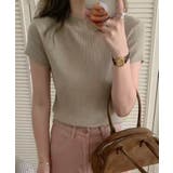 ダークベージュ | 【aimoha】バックボタンデザイン半袖ハイネックトップス | aimoha 