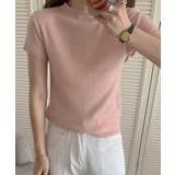 ピンク | 【aimoha】バックボタンデザイン半袖ハイネックトップス | aimoha 