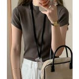 モカ | 【aimoha】バックボタンデザイン半袖ハイネックトップス | aimoha 