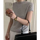 ライトグレー | 【aimoha】バックボタンデザイン半袖ハイネックトップス | aimoha 