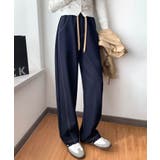 ネイビー | 【aimoha】ハイウエストワイドデニムパンツ | aimoha