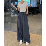 ネイビー | 【aimoha】ハイウエストドレープワイドパンツ | aimoha 