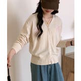 ライトベージュ | 【aimoha】リボン刺繍Vネックニットカーディガン | aimoha