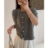 ダークグレー | 【aimoha】カラフルボタン ショートスリーブカーディガン 半袖 | aimoha