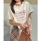 イエロー | 【aimoha】ロゴ＆チェリーイラストプリントTシャツ | aimoha 