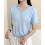 シンプルVネック半袖ニットTシャツ | aimoha | 詳細画像8