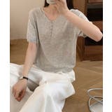シンプルVネック半袖ニットTシャツ | aimoha | 詳細画像10