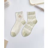 【MOSOX】フラワー&ボーダーデザインソックス | aimoha | 詳細画像2