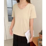 【aimoha】デイリーコットン混VネックTシャツ | aimoha | 詳細画像19