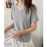 ライトグレー | 【aimoha】デイリーコットン混VネックTシャツ | aimoha