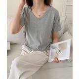 【aimoha】デイリーコットン混VネックTシャツ | aimoha | 詳細画像38