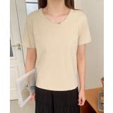 【aimoha】デイリーコットン混VネックTシャツ | aimoha | 詳細画像4