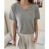 【aimoha】デイリーコットン混VネックTシャツ | aimoha | 詳細画像5