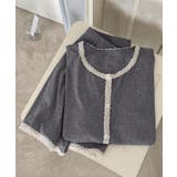 グレー | 半袖シャツ+ハーフパンツ レース付きルームウェアセット | aimoha