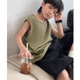カーキ | 【aimoha-KIDS-】フレンチスリーブリブTシャツ | aimoha kids