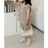 【aimoha-KIDS-】ランダムボーダーTシャツセットアップ 2点セット | aimoha kids | 詳細画像2