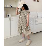 【aimoha-KIDS-】ランダムボーダーTシャツセットアップ 2点セット | aimoha kids | 詳細画像4