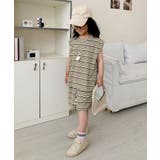 【aimoha-KIDS-】ランダムボーダーTシャツセットアップ 2点セット | aimoha kids | 詳細画像5