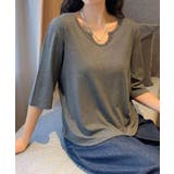 【aimoha】ボタン付きネック七分袖カットソー | aimoha  | 詳細画像2 