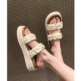 オフホワイト | ギャザー厚底サンダル | aimoha