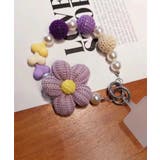 パープル | 【HOOK】for girls かわいいパールと花モチーフスマホストラップ | HOOK