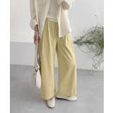 イエロー | ロールアップイージータックワイドパンツ | aimoha 