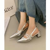 シルバー | ダブルストラップポインテッドトゥパンプス サンダル | aimoha