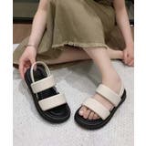 【shoes 365】トリプルストラップ厚底サンダル | aimoha | 詳細画像4