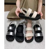 【shoes 365】トリプルストラップ厚底サンダル | aimoha | 詳細画像8