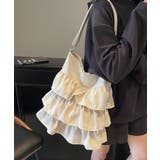 オフホワイト | フリルワンショルダートートバッグ | aimoha 