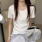 レースネックラウンドTシャツ | aimoha | 詳細画像1