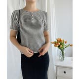 麻入り涼しいフロントボタンTシャツ | aimoha  | 詳細画像1 