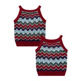 【HOOK】for girls 波ボーダー透かし編みタンクトップ サマーニット | HOOK | 詳細画像2 