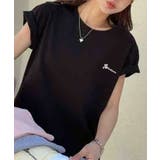 ブラック | シンプル刺繍ロゴTシャツ | aimoha