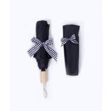 ブラック | チェックリボン晴雨兼用折りたたみ傘 | aimoha