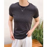 ダークグレー | 細ボーダーフィットTシャツ | aimoha