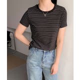 細ボーダーフィットTシャツ | aimoha | 詳細画像18