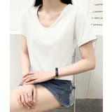 ホワイト | Uネック半袖Tシャツ | aimoha 