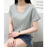 ライトグレー | Uネック半袖Tシャツ | aimoha 