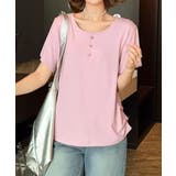 ピンク | ヘンリーネック半袖Tシャツ | aimoha 