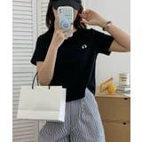 ブラック | ワンポイントヘッドホン刺繍入りベーシックTシャツ | aimoha