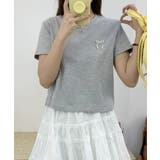 グレー | ミニリボンパールTシャツ | aimoha 