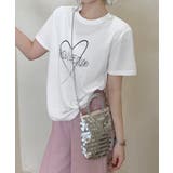 ホワイト | ハートプリント クルーネックTシャツ | aimoha
