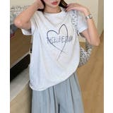 ライトグレー | ハートプリント クルーネックTシャツ | aimoha